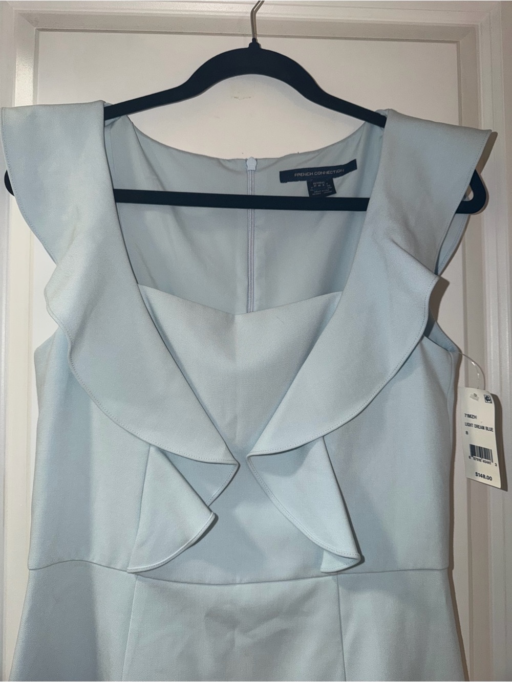 French Connection Pale Blue Ruffle-Front Mini Dress - Picture 6 of 9